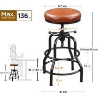 Taburete Industrial de Piel Sintética Alto Redondo Ajustable con Dos Respalones - details 23