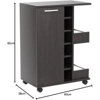 Mueble esquinero para bar, botellero de pie, botellero, vino, licor, bodega de madera, botellero de 6 plazas con puerta y asa de metal, 2 estantes laterales (Amaretto) - details 1