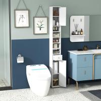 Armario Alto de Baño, Armario Delgado de Baño Alto con 2 Puertas, 1 Cajón y 5 Estantes (Blanco) - details 8