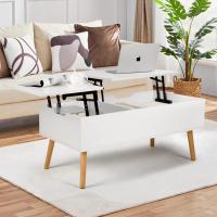 Mesa de Centro, Mesa de Centro Regulable en Altura, Extraíble, Extensible, Compartimento de Almacenaje Oculto Independiente, Tablero Elevable Doble, Mesa de Sofá de Salón, Color Nogal - details 45