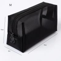 Neceser de viaje para mujer, bolsa de aseo de malla negra transparente, organizador de maquillaje, bolsa de lavado, pequeña y grande - details 7