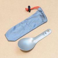 Cuchara de titanio de mango corto, villa VIES al aire libre, senderismo, camping, villa antibacteriana - details 0