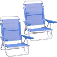 Pack 2 Sillas Playa Plegables |   Ligera Portátil |   Baja y Reclinable de 4 Posiciones |   para Camping, Piscina, Terraza o Jardín Azul - details 0