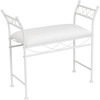 Banqueta Dormitorio Classic de Metal Blanco y Tela de algodón de 74 cm - details 0