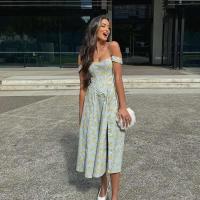 Suninheart-corsé de verano, recién llegado, vestido de vacaciones informal con estampado de wer y abertura azul, por debajo de la rodilla - details 1