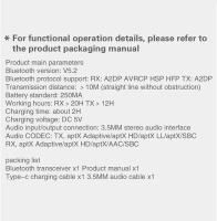 Receptor y transmisor Qualcomm Bluetooth 5,2, adaptador de Audio inalámbrico 2 en 1 aptX LL HD adaptable de 3,5 MM, AUX, Dongle para TV, PC, Kit de coche - details 10