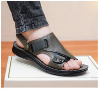 Sandalias de cuero para hombre, zapatos suaves de playa y exterior, planos, color negro, para jardín, 2024 - details 10