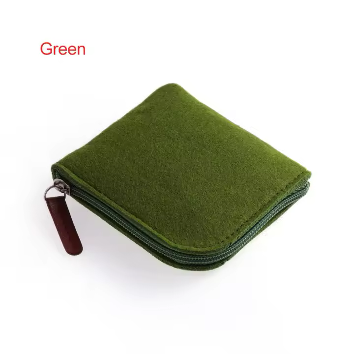 Mini monedero para hombre y mujer, billetera con Soporte para tarjeta de crédito y identificación, de fieltro de lana, barata - 1