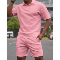 Conjunto de manga corta informal de moda de color sólido Temu Shein para hombre - details 6
