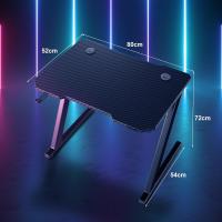 Mesa de Juegos Ergonómica en Forma de Z Fibra de Carbono Portavasos y Gancho para Auriculares Negro - details 28