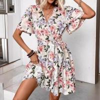 vestido de mujer con cuello en v vestidos estampados informales - details 3