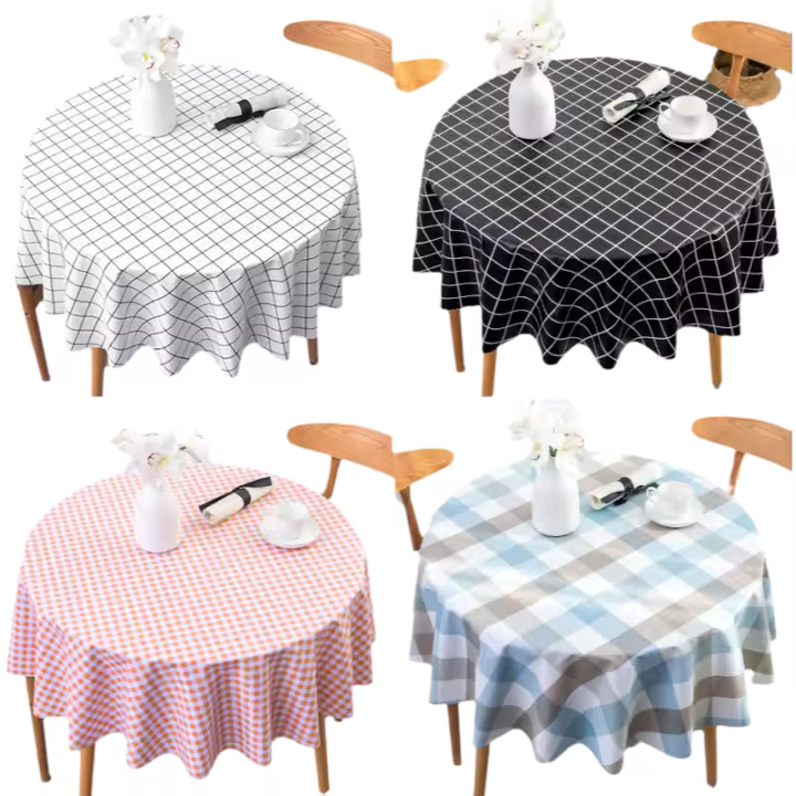 Mantel redondo impermeable de PVC, cubierta de mesa con estampado a prueba de aceite para cocina, jardín, comedor y boda - 1