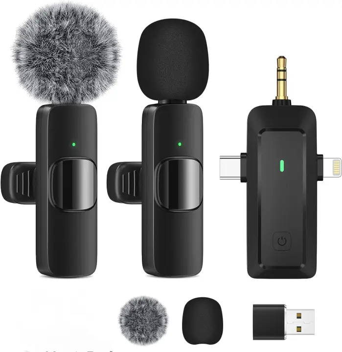 Micrófono Lavalier Inalámbrico Compatible con iPhone, Android, PC Microfono Mini para Grabación de Audio y Video - 1