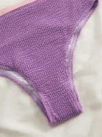 Conjunto de Bikini de cintura alta para mujer, traje de baño de color naranja liso, bañador de playa, Verano - details 15