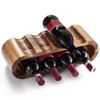 Estante de almacenamiento de vino de madera, soporte de botella de encimera, 2 niveles, 8 botellas, pequeño estante de vino, organizador rústico - details 6