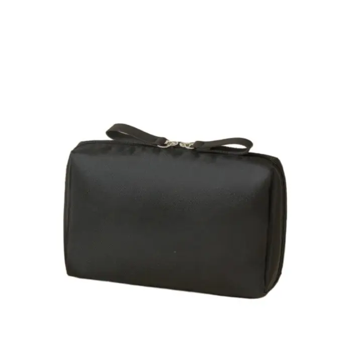 Bolsa de cosméticos de viaje de gran capacidad a la moda, bolsa de maquillaje portátil impermeable, bolsa de lujo, organizador de artículos de tocador de Color sólido para mujer - 1