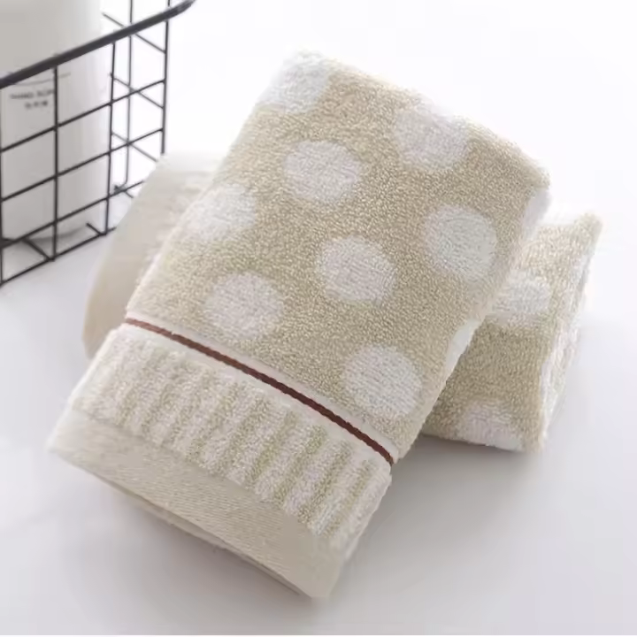 Toalla gruesa de algodón Jacquard con lunares, suave, absorbe el agua, lavado de cara para el hogar - 1