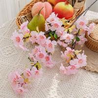 Rama de flor de melocotón Artificial de tacto Real, flor de cerezo de seda hecha a mano de plástico, elegante decoración de boda con flores falsas - details 8