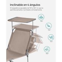 Silla de Sentado al Aire Libre Ajustable Plegable, 193 x 53 x 29 cm, Capacidad de 150 kg, con Parasol, reposacabezas, Respaldo - details 48