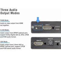 Extractor de vídeo 4K x 2K, Compatible con HDMI, convertidor de Audio de 3,5 MM, SPDIF, adaptador divisor de salida estéreo TOSLINK óptico - details 1