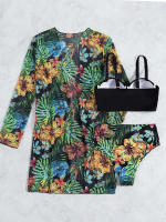 Conjunto de Bikini para mujer, túnica para la playa, traje de baño de 3 piezas, ropa de playa para verano - details 8