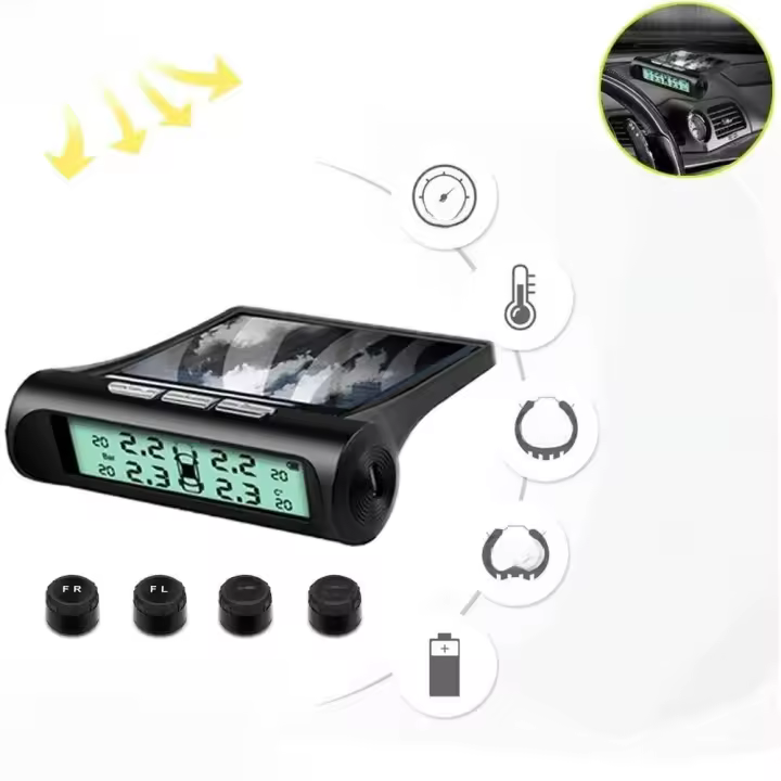 Sistema de monitoreo TPMS inteligente, 4 sensores, pantalla Solar, medidor de presión de aire de neumático de coche inteligente - 1
