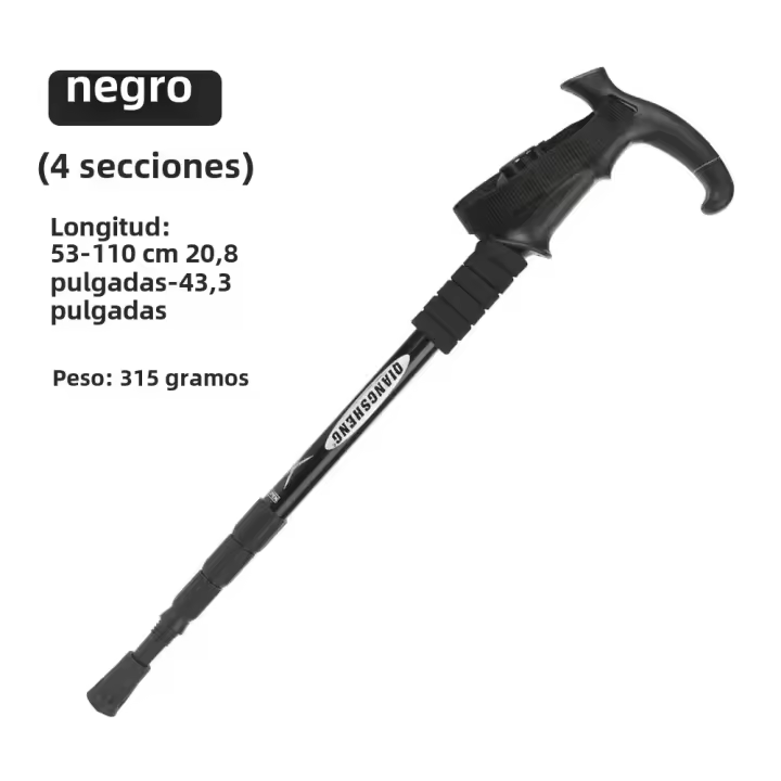 Palo De Camuflaje Plegable Para Senderismo Y Escalada 4 Secciones Portátil Ligero Con Punta De Acero Y Aluminio Para Camping Y Trekking - 1
