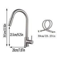 Grifo de cocina monomando de acero inoxidable con rociador extraíble, 360 °   Caño giratorio, moderno grifo mezclador frío y caliente para fregadero - details 3