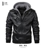 Chaqueta de Cuero de Moda para Hombres Ligera, Desmontable con Capucha, Estilo Callejero Tallas 5XL - details 5