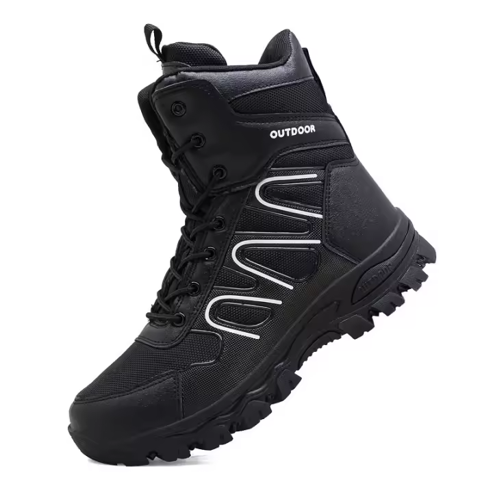 Botas de Trabajo Tácticas para Hombres Altas, Ligeras, Zip Lateral, Duraderas para Trabajo al Aire Libre Botas de Combate de Ejército, Estilo Casual - 1
