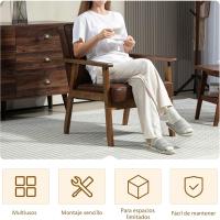 Sofá de Tres Plazas Tapizado en PU Resalto de Madera Carga de 250kg Ideal para Sala de Estar Dormitorio - details 14
