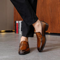 Primera capa de cuero de vaca, zapatos perezosos de un pedal, zapatos casuales de cuero, mocasines. - details 18