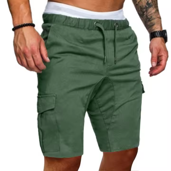 Pantalones cortos de trabajo para hombre, pantalones anchos de cinco cuartos con múltiples bolsillos, estilo casual con tie-dye. - 1