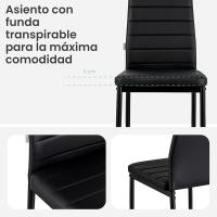 Juegos de 4 Sillas de Comedor con Respaldo Alto y Asiento Ergonómico con Costuras Decorativas, Sillas Elegantes Acolchadas en Piel Sintética con Estructura en Acero, 40X48X96, Gris - details 24