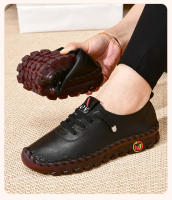 Zapatos de marca antideslizantes para mujer, zapatillas de cuero suave, mocasines cómodos sin cordones, zapatos para mamá con hilo de coser a mano - details 10