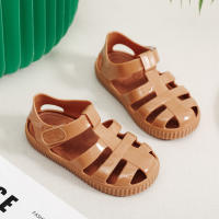 Sandalias con velcro para niños verano 2025 nuevo color sólido niños y niñas bolsa cabeza hueco suela suave bebé jalea sandalias - details 33