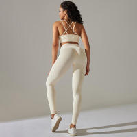 Conjunto de Yoga Sin Costuras para Mujeres Chaleco de Entrenamiento, Pantalones, Sujetador, Shorts de Gimnasio, Leggings de Correr de Cintura Alta Conjuntos Deportivos - details 8
