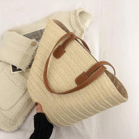 Bolso de viaje con asa superior para mujer, bolsa Bohemia de paja tejida de gran capacidad para verano - details 13