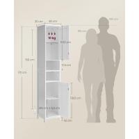 Armario de Baño Alto con Iluminación Delgado y Ajustable con Estantes Diseño Moderno Blanco Nube - details 2