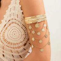 Pulsera de Metal Dorado con Moneda de Hoja Tassel de Brazo Alto para Hombres y Mujeres - details 16