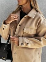 Abrigo de lana de manga larga con un solo pecho para viajeros de color sólido de nueva moda - details 18