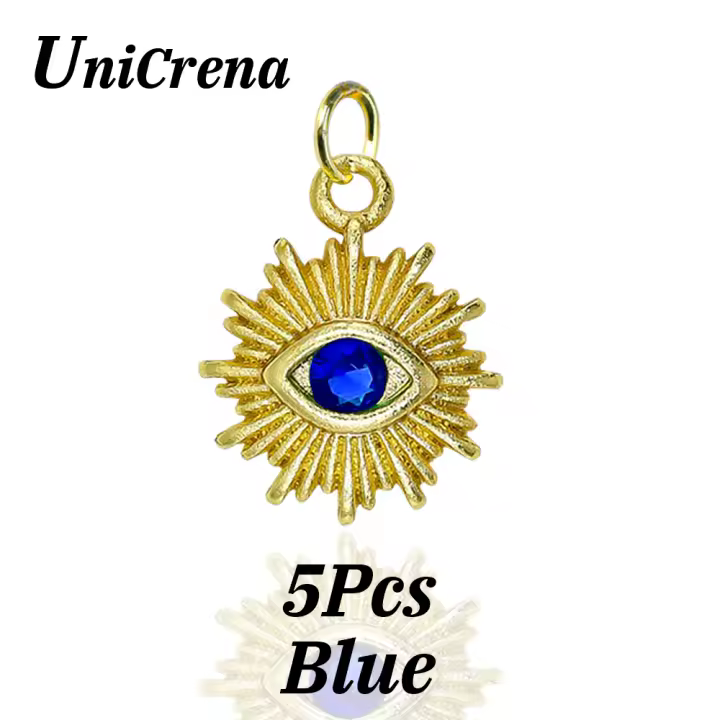 Encantos de Ojo Malévolo de Girasol UniCrena Joyería Hecha a Mano con Zircon Plateado - 1