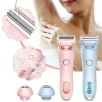 Eliminación indolora en casa 2 en 1 maquinillas de afeitar para mujer, recortadora de Bikini para vello púbico, Afeitadora eléctrica húmeda y seca - details 9