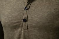 Camiseta de manga larga para hombre, Camisa de algodón con botones y cuello Henley, informal, de Color sólido, a la moda, transpirable, para uso diario - details 17