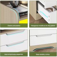 Mesitas de Noche con luces LED y Estación de Carga (2 Tomas AC, 2 Puertos USB) Mesita de Noche Blanca Mesas Auxiliares con 1 compartimento abierto y 2 cajones para Dormitorio Salón - details 43