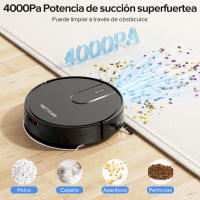 PrettyCare C3 Robot Aspirador Ajustes de limpieza personalizados Robot Aspirador y Mopa Combo con 4000Pa de Succión Robot aspirador autocargable evitación avanzada de obstáculos - details 1