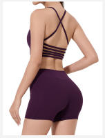 Sostén deportivo de yoga con almohadillas para el pecho, espalda hermosa, shorts de tres cuartos, levantamiento de cadera de cintura alta, conjunto de fitness pilates para mujeres - details 9