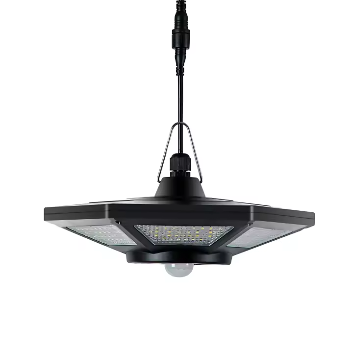 Lámpara Solar de Garaje Negra de 6 Cabezas, Luz Blanca 4000-6500K, Sensor de Luz y Movimiento, Control Remoto, 21x21x11 CM - 1