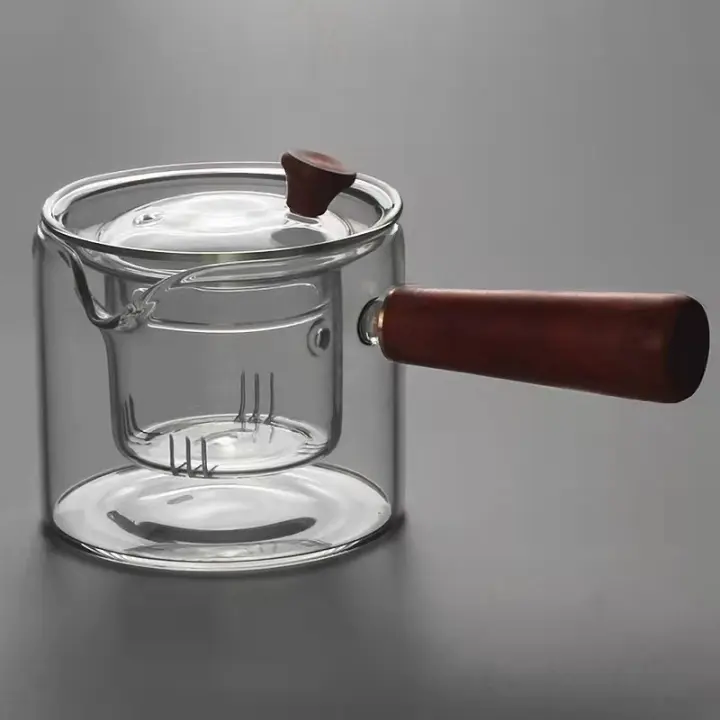 Tetera japonesa de vidrio con asas laterales, tetera con asas de madera, juego de té de Kung Fu, fabricante de té engrosado, olla de té de cocina - 1