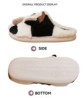 Zapatillas de felpa de vaca dibujadas suaves, calidez de invierno, hogar antideslizante unisex para parejas - details 8